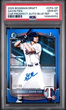 2025 BOWMAN DRAFT CHROME PROSPECT AUTO BLUE REFRACTOR GAVIN FIEN 102/150 PSA 10