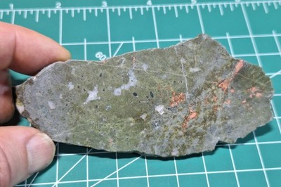 Copper w/Calcite and Epidote In Olivine Basalt -Natural Polished Stone Slab