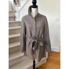 NWT Toad&Co "Horny Toad" Taupe Grey Brown Wool Angora Belted Sweater Coat
