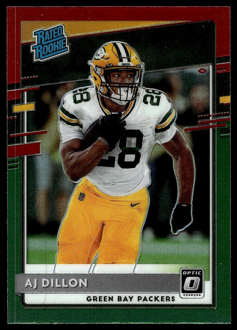 2020 Donruss #P-324 AJ Dillon Optic Preview Red and Green Rated Rookie