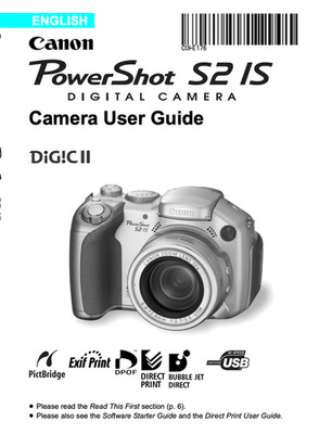 Canon POWERSHOT S2 IS DIGITAL Camera User Owner Instruction Manual