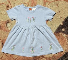 VINTAGE McDonald's McKids Embroidered Flower Dress Jumper Light Blue Toddler 3T