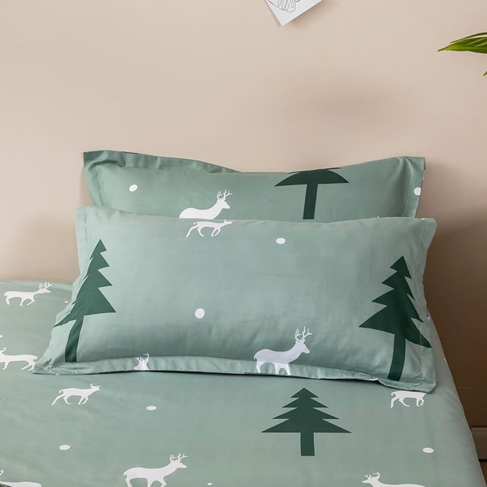 Christmas Deer Duvet Cover Queen Size,Christmas Tree Duvet Cover Set Reversib...