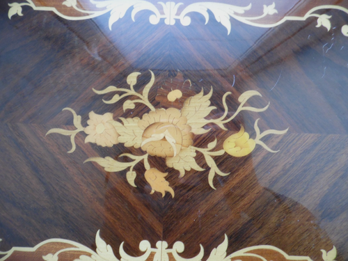 ITALIENISCHE SORRENT INTARSIEN INTARSIEN HOLZ BLUMEN- & ROLLENDESIGN SERVIERTABLETTS KONVOLUT - Bild 5 von 9