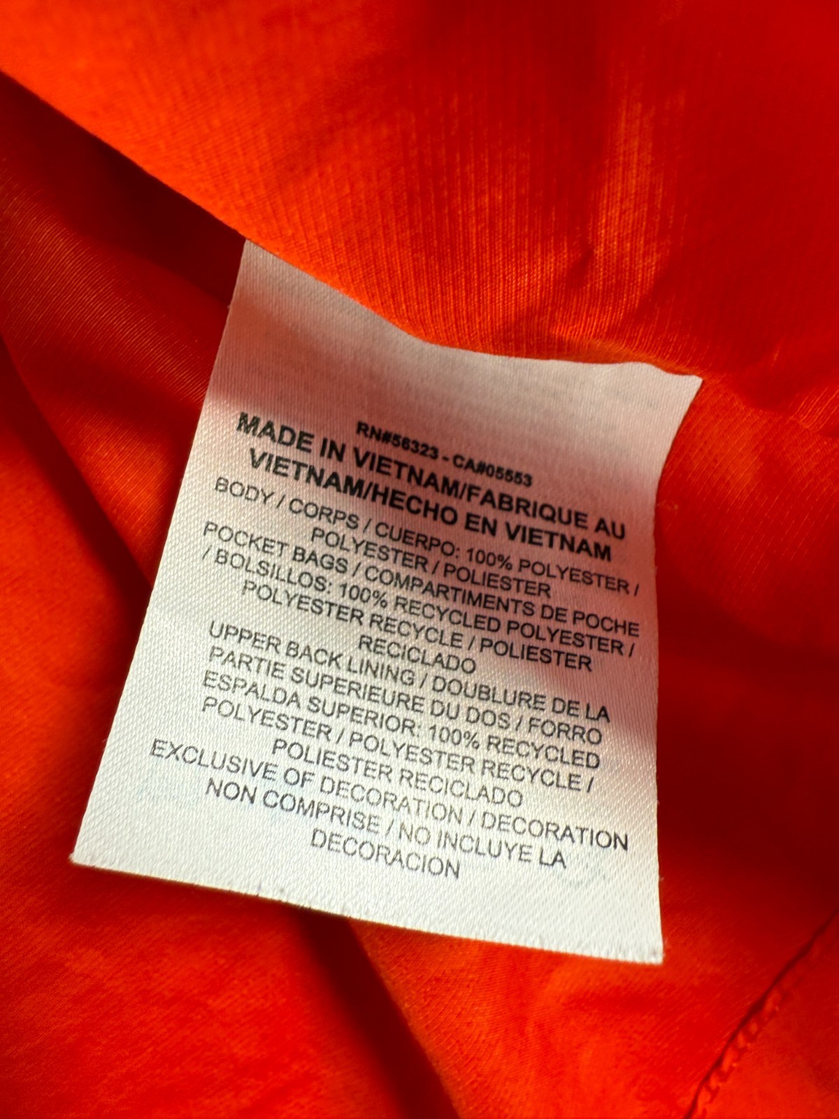 SACAI X NIKE Giacca a vento Nike unisex full zip con cappuccio abbigliamento sportivo bordeaux taglia L 22x26