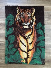 Wonder Art Caron Int. Latch Hook Rug JUNGLE TIGER Finished Wall Hanging
