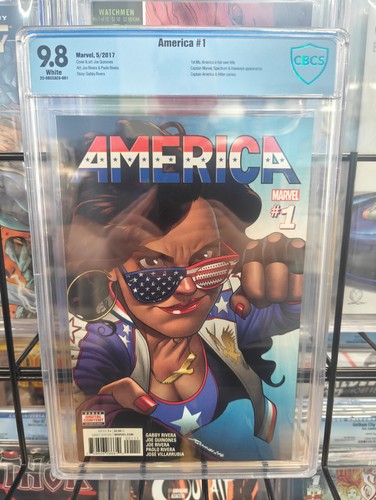 AMERICA #1 (2017) - CBCS GRADE 9.8 - MARVEL 1ST MS AMERICA SOLO TITLE RIVERA