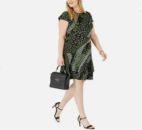 MICHAEL Michael Kors Floral Patchwork Tiered Hem Skater Dress Women's XL - Picture 19 of 20