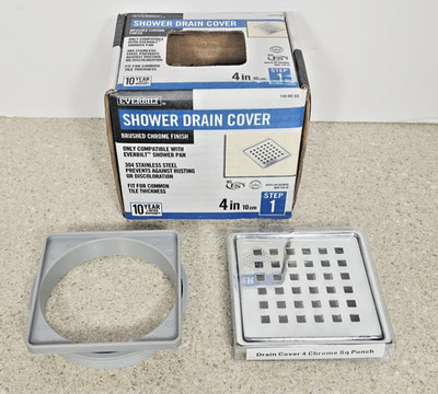 Everbilt Watershield Shower System 4 in. Brushed Chrome Square Grid Drain Grate
