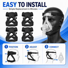 4 Pack CPAP Mask Headgear Strap Replacement Soft Washable Reusable Universal Fit