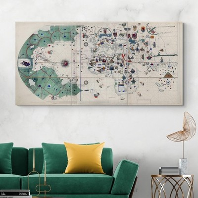 1500 Map by Juan de la Cosa   Earliest Americas Map Showing Exploration Routes