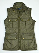 Ralph Lauren Blue Label Women's Quilted Down Poly Vest -MED- Olive Green Gilet