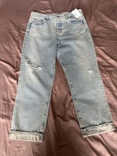 NWT AG Adriano Goldschmied High Rise Vintage Distressed Cropped Jeans 32