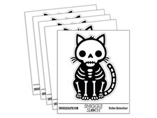 Creepy Cute Cat Skeleton Vinyl Sticker Set - 5 Pack
