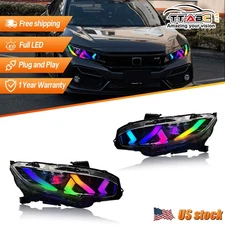Pair RGB LED Headlights For 2016-2021 Honda Civic LED DRL Sequential Signal 2*