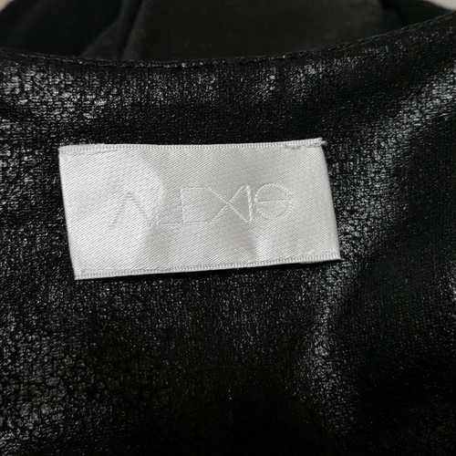 Alexis Womens Top Black Sheer Long Sleeve Faux Leather Panels Blouse Sz S - Picture 8 of 11