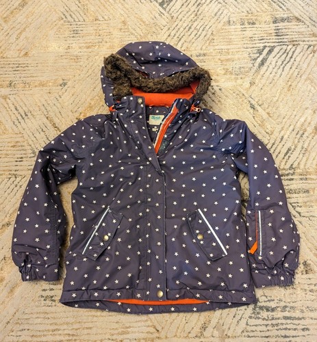 Mini Boden Sherpa Lined Convertible Navy Stars Girls Hooded Coat Jacket 11-12Y - Picture 2 of 7