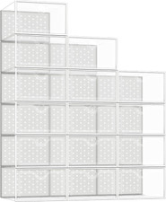 15 Pack X-Large Shoe Storage Boxes Fit Size 12, Shoe Organizer for Closet Clear