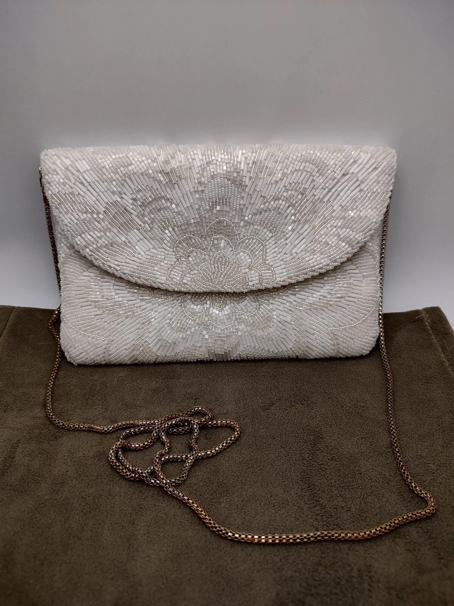 La Regale Dahlia Beaded Envelope Clutch Purse Gorgeous Detail Shoulder Strap