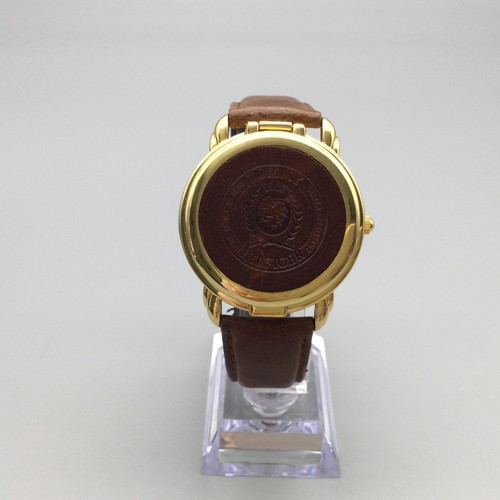 Tommy Hilfiger Hidden Dial Watch Men 40mm Gold Tone Date Leather New Battery - Picture 2 of 16