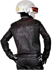 Daft Punk Electroma Get Lucky Leather Jacket with Zipper and Stitching in Black