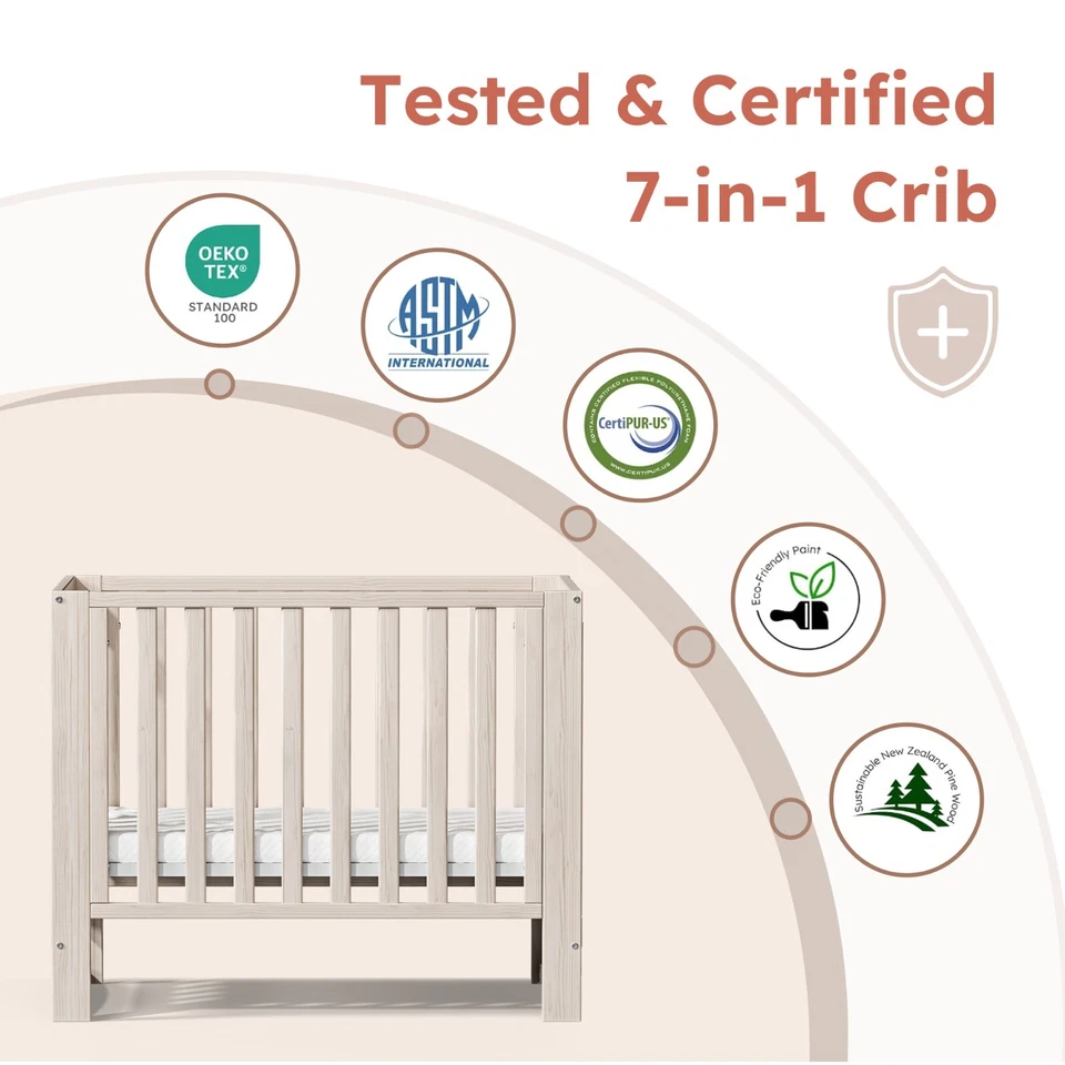 Детская кроватка трансформируемая EvoNest Mini 6-в-1 с колесами NZ Pinewood 4 регулируемые высоты - Изображение 4 из 4