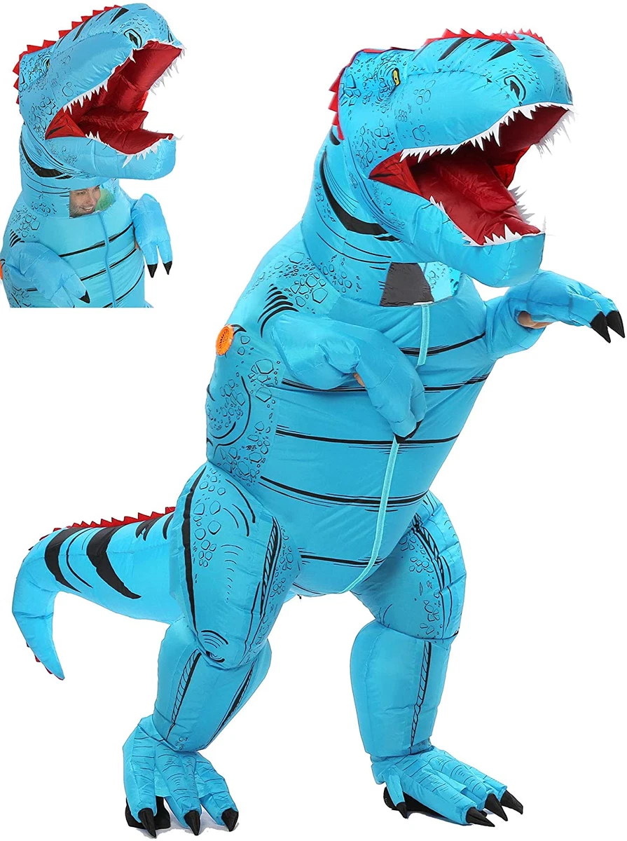 Blue inflatable cheap dinosaur costume