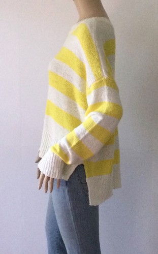 NEW C&C CALIFORNIA White w/Yellow Stripes Pullover Long Sleeve Sweater (Size XL) - Picture 3 of 12