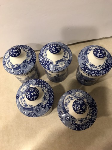 Juego de 5 frascos de especias italianos azules de Spode nuevos - Imagen 7 de 11