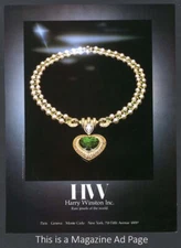 HARRY WINSTON 1982 Vintage Magazine Ad EMERALD Diamond Necklace