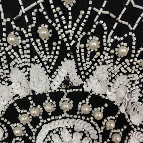 Vintage 80s Size 8 10 American Nights Glass Beaded Sequin Midi Dress Long Sleeve - Picture 4 of 18