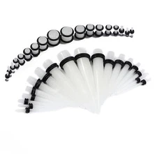 Ear Stretching Kit 36 Pieces Glow Tapers with Plugs 14G - 00G UV Glow Acrylic