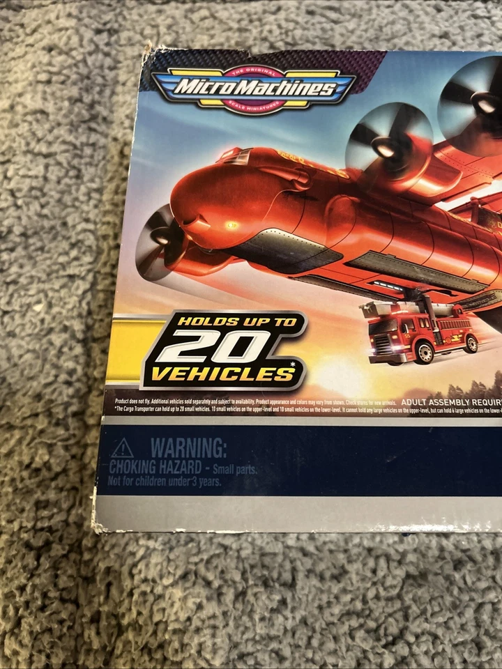 Micro Machines Fire & Rescue Cargo Transporter Playset Plane Holds 16+ Vehicles - Image 3 of 4