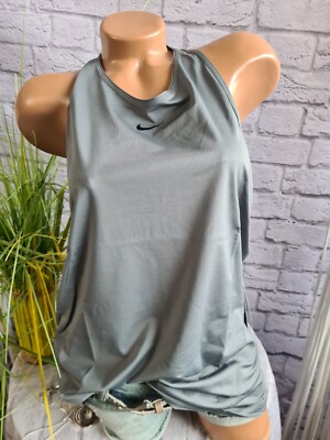 Nike Shirt Top T-Shirt Funktionsshirt Grau Logo Damen Sportshirt (6933) NEU