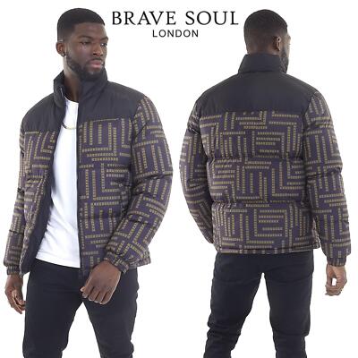 Brave Soul Men's Padded Quilted Puffer Jacket Long Sleeve Winter