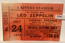 LED ZEPPELIN 3 RIVERS STADIUM PITTSBURGH RARE 1973 ROCK CONCERT RARE TICKET NEW