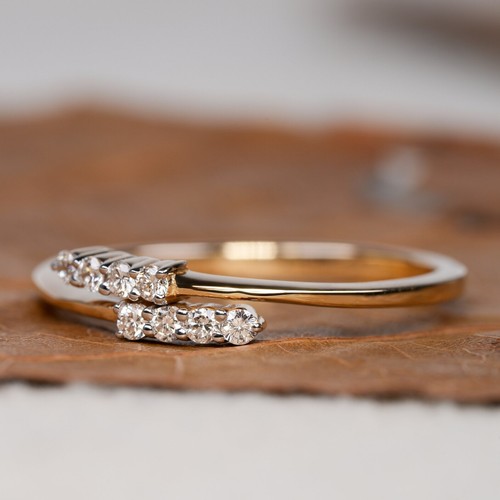2ct Bypass Lab Created Diamond Wedding Ring 14K Yellow Gold Plated 925 Silver - Picture 3 of 9