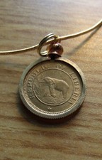 1937 African Elephant Palm Tree Pendant  on an 18k