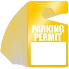 100PCS Yellow Plastic Parking Permit Hang Tags Rearview Mirror Car Placards 3x5