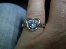 925 Sterling Silver Ladies Blue Topaz Heart Ring 2.9 grams