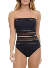 Gottex Black Bandeau Onyx One Piece Swimsuit L111846 Womens Size US 16