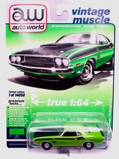 Auto World 2022 Vintage Muscle 1970 Dodge Challenger T/A Car Green Go NEW