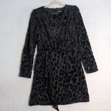 Express Women's Black Velvet Formal Mob Gangster Mini Dress Size S