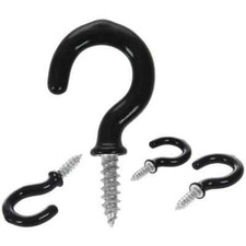 19mm 25mm BLACK SMALL Screw In CUP HOOK PVC Plastic Shouldered Mug Loop Kitchen