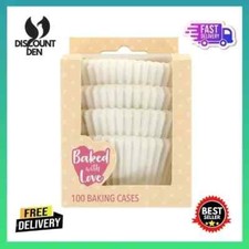 Baked with Love White Mini Cupcake Cases, 30mm, Pack of 100, Greaseproof