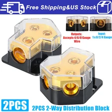 2pc New 2-Way Car Audio Solar Amp Power/Ground Cable Splitter Distribution Block