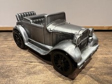 Vintage Banthrico Metal Car Coin Bank - 1929 Ford Convertible Gray/Silver