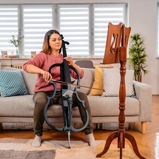 US Full Size 4/4 Black Electric Style Cello w/ Case Bow Rosin Earphone Cable Set