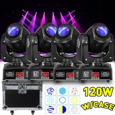 4x120W LED Moving Head Light RGBW Gobo Beam Stage Spot Lighting DJ Disc DMX+Case