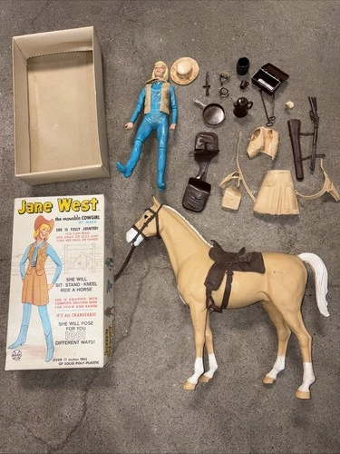 Jane West and Horse with Accessories and Box Lid